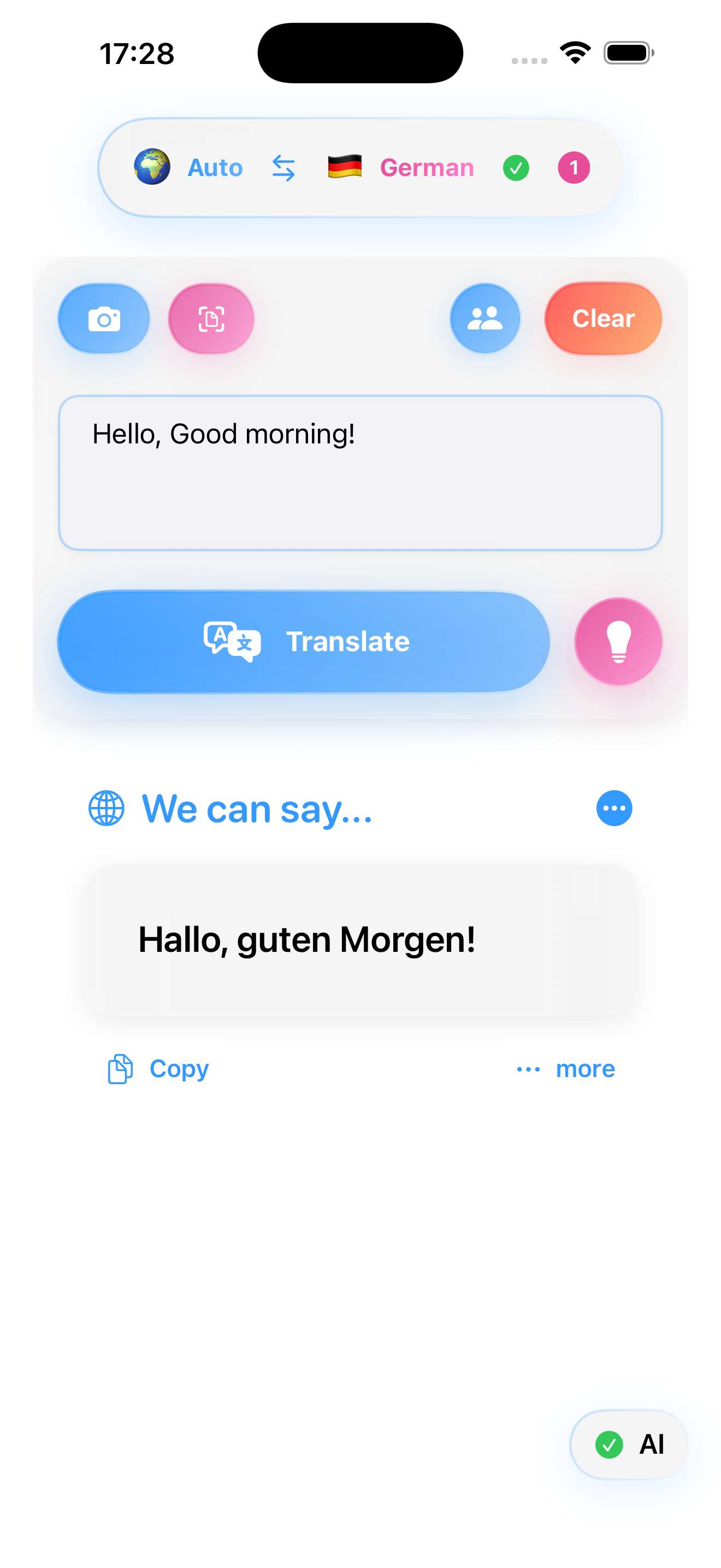 Translation history screenshot