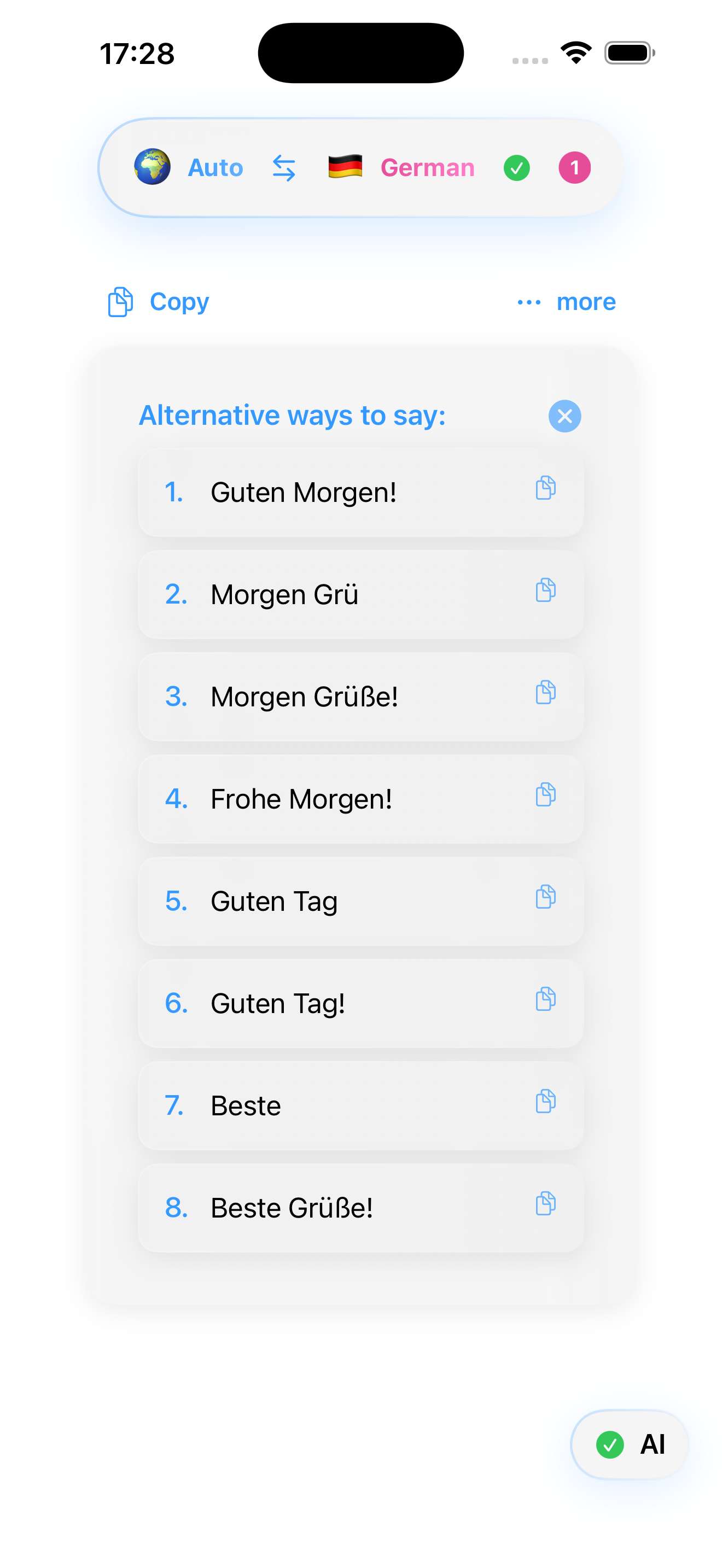 Multiple alternatives screenshot