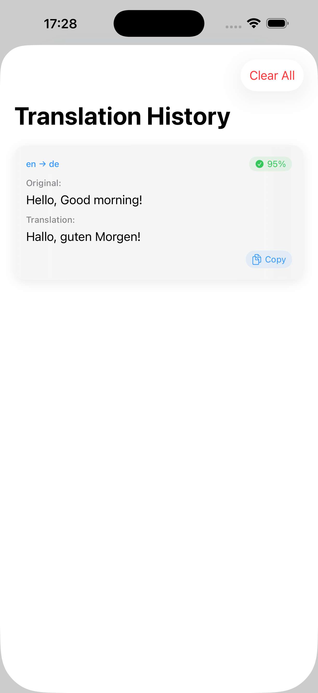 Language selection screenshot
